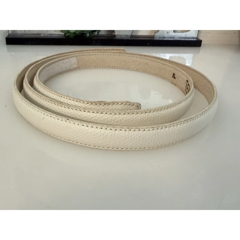 Terry‎ Stack Size XL Minimalist Belt Off White Italian Leather Hook Loop Closure